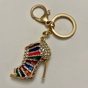 Stunning, 2-Way Elegant High Heel  Rhinestone Handbag Charm -Key Chain